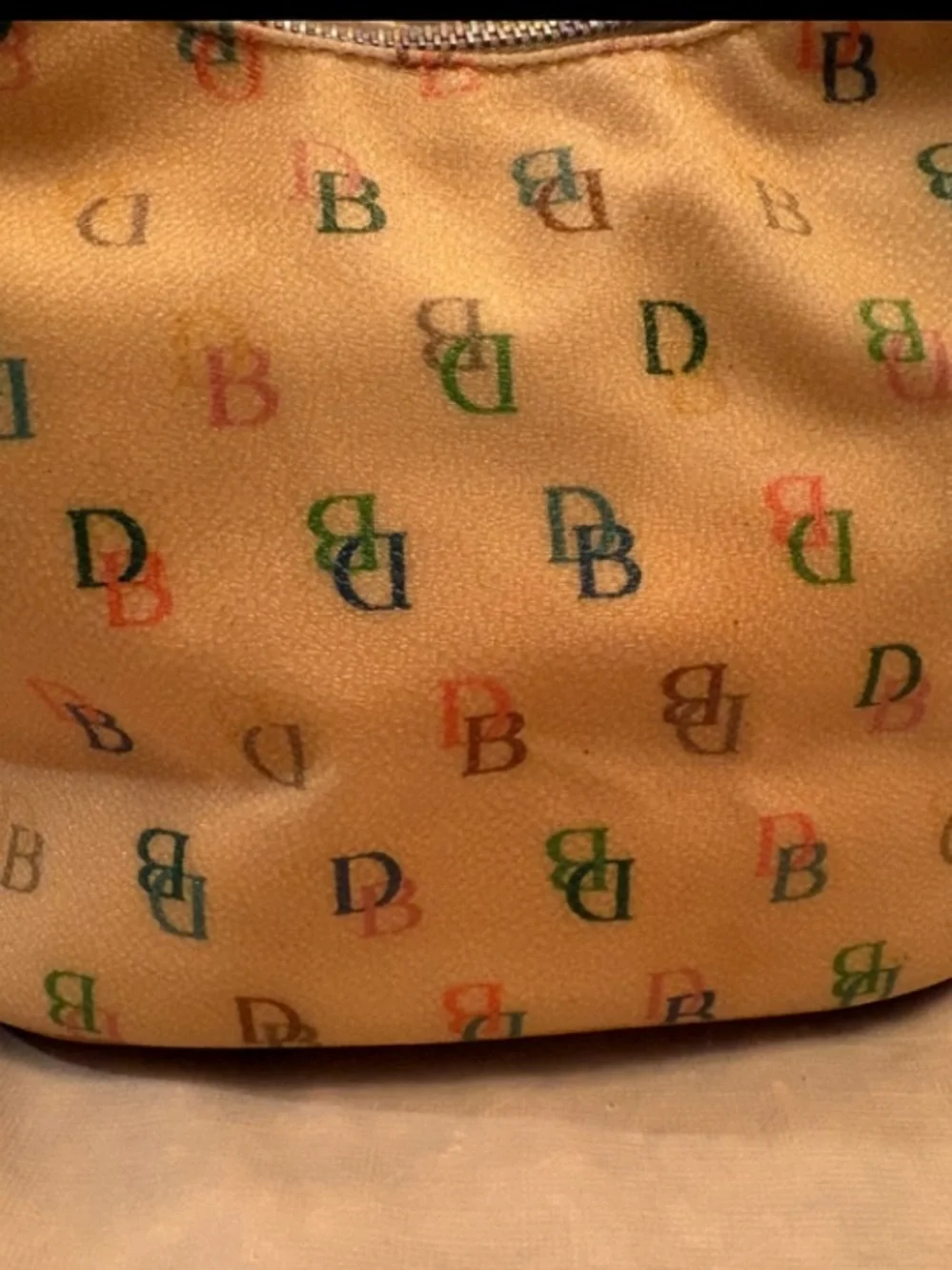 Vintage Dooney & Bourke Multicolor DB Logo Satchel, Hobo and Wristlet Set